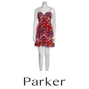 Parker Aztec Spaghetti Strap Silk Ikat Mini Dress Size Small